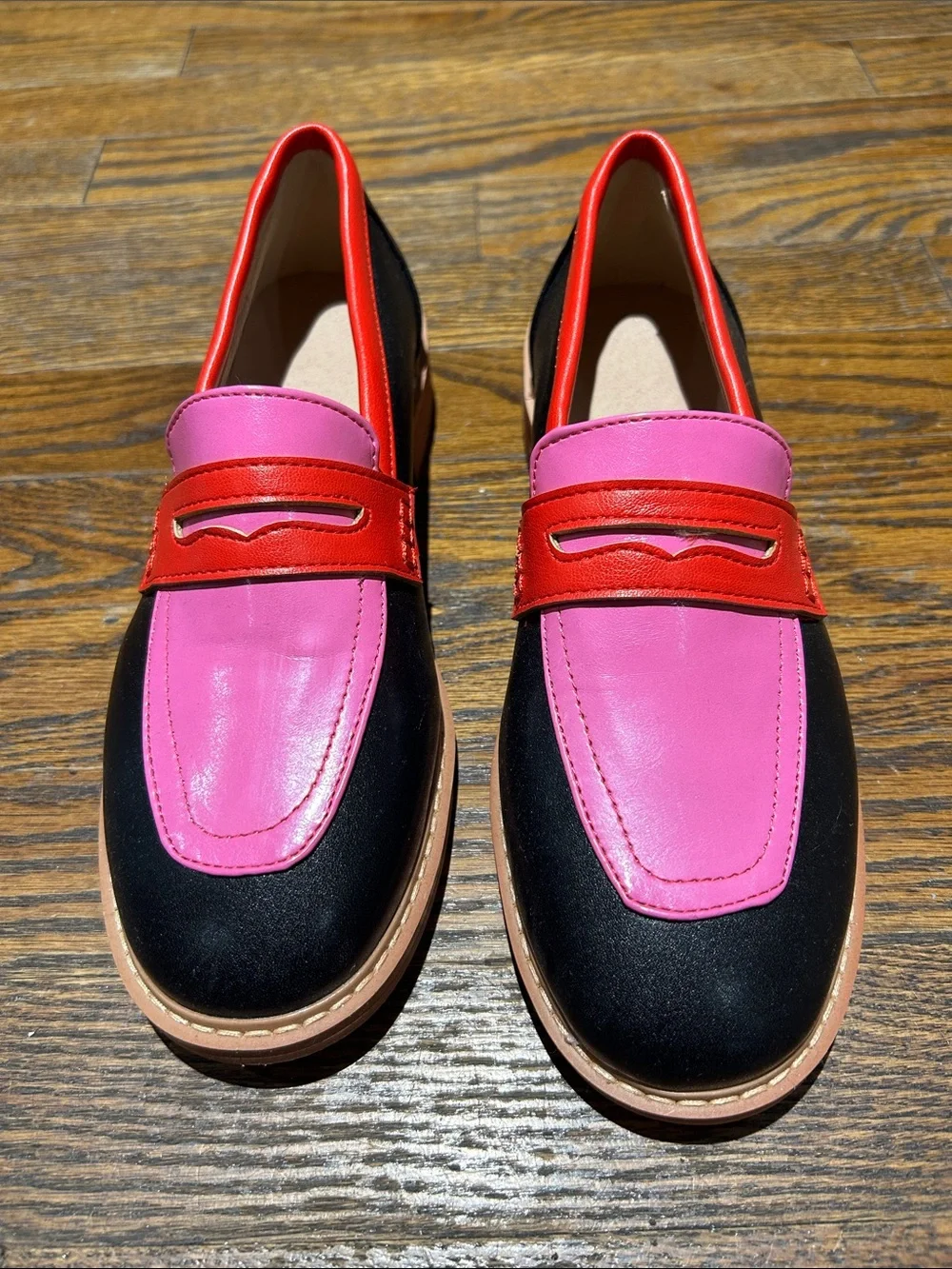 Women’s Two-Tone Pink and Black Penny Loafers size 37